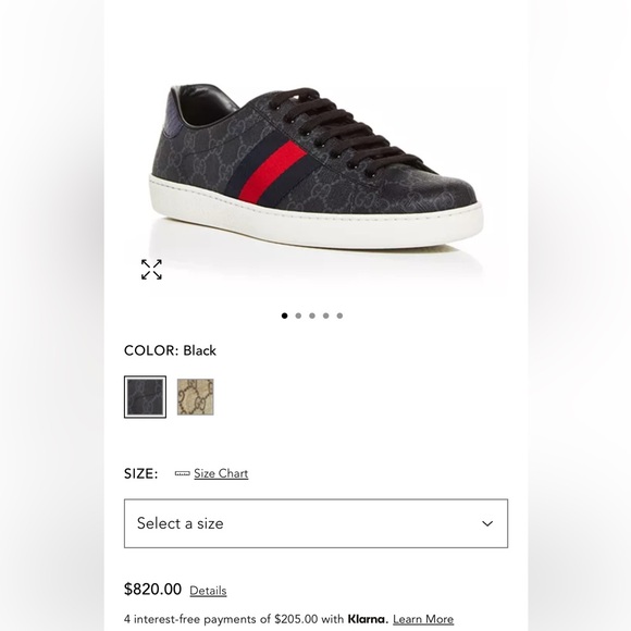 Gucci Men's Monogram Low Top Leather Trim Sneakers Sz 9.5 - Picture 8 of 9